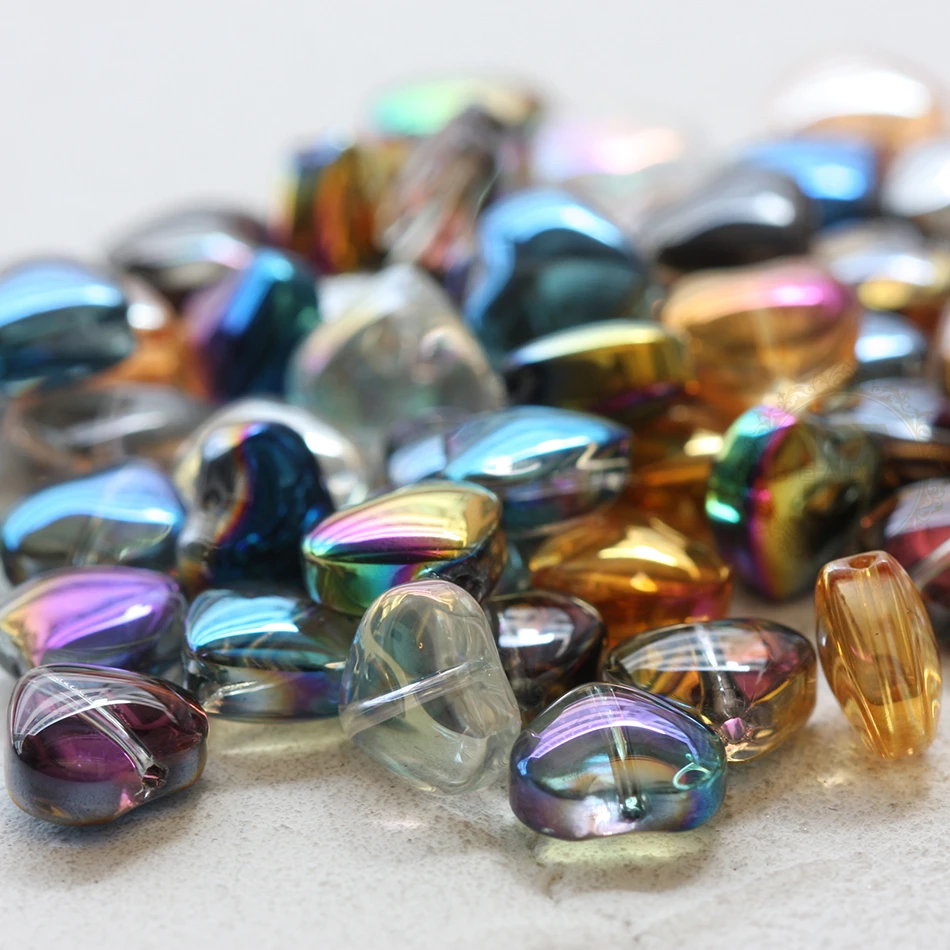 30 Pieces Plated Crystal Beads - Heart 10mm (G355)