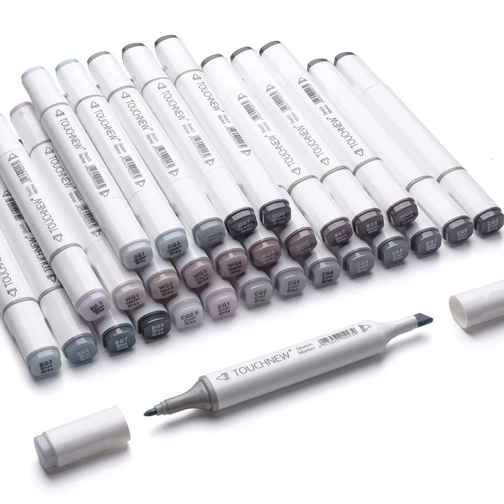 Gray Series Art Marker Dual Tip Alcohol Based Neutral Sketch Gray Tones for Graphic Drawing Comic Paint Clothes Design