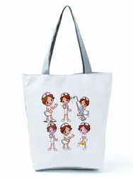 Cartoon Six Nurse Printed Handbags Classic Women Shoulder Bags New Tote Bag With Zipper Big Capacity Portable Outdoors Packs