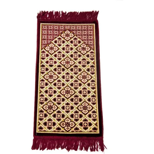 İsra Child Velvet Prayer Rug 03 Burgundy Tufts Hariç 70x35cm ebatında. Girls boys children's prayer state of prayer carpet Muslim Kaaba in Mecca