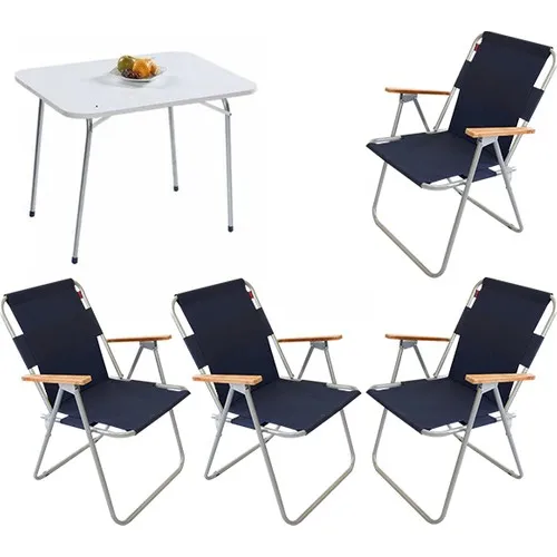 Bofigo 60 X80 Meja Lipat + 4 Buah Set Kursi Lipat Berkemah Set Balkon Taman