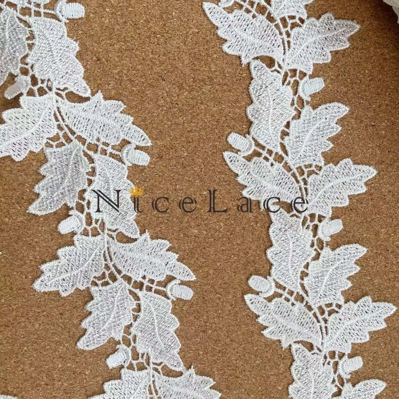 1 Yard NiceLace Exquisite Leaves Embriodery Guipure Lace Trim For Wedding Skirts And Bridal Veils Accessories Width 6.9CM