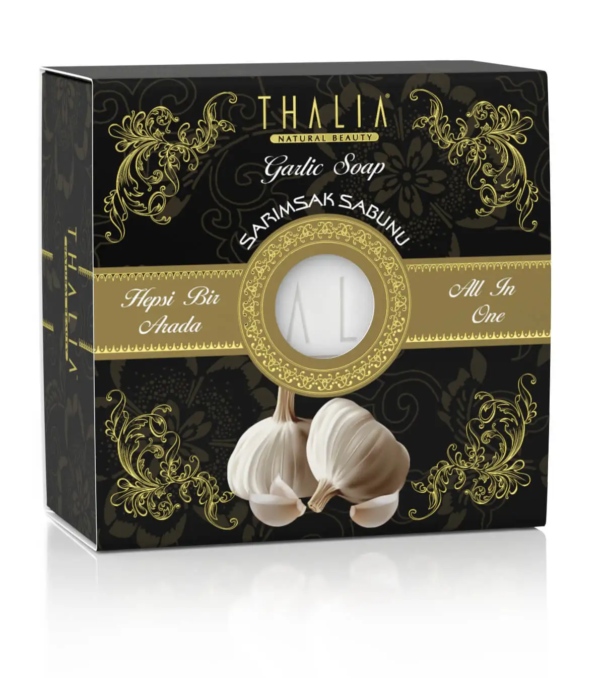 Thalia Garlic Extract Natural Solid Soap 150 gr. Traditional Turkish Soap. It gives shine.