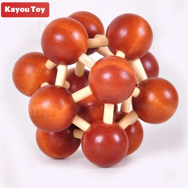 

3D Molecule Wooden Puzzle IQ Brain Teaser Relieve Pressure Game for Children Adults