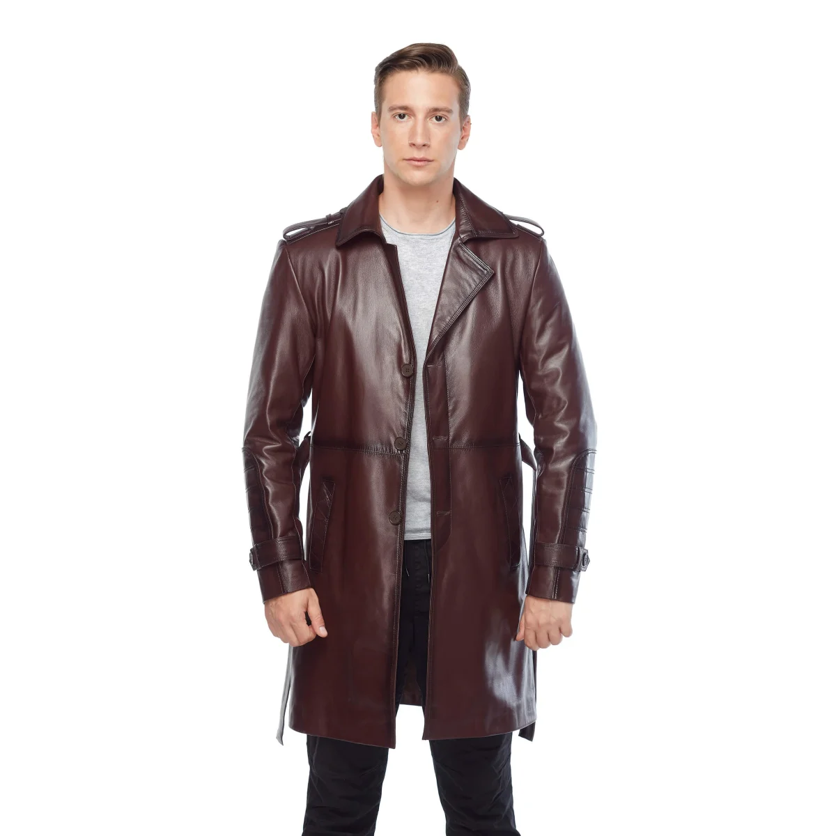 Ma Trận Da Thật Chính Hãng Da Nam Phủ Ngoài Burgundy Orjinal Da Cừu Thu Đông 2022 Biker Slim Size Lớn VintageTürkiye