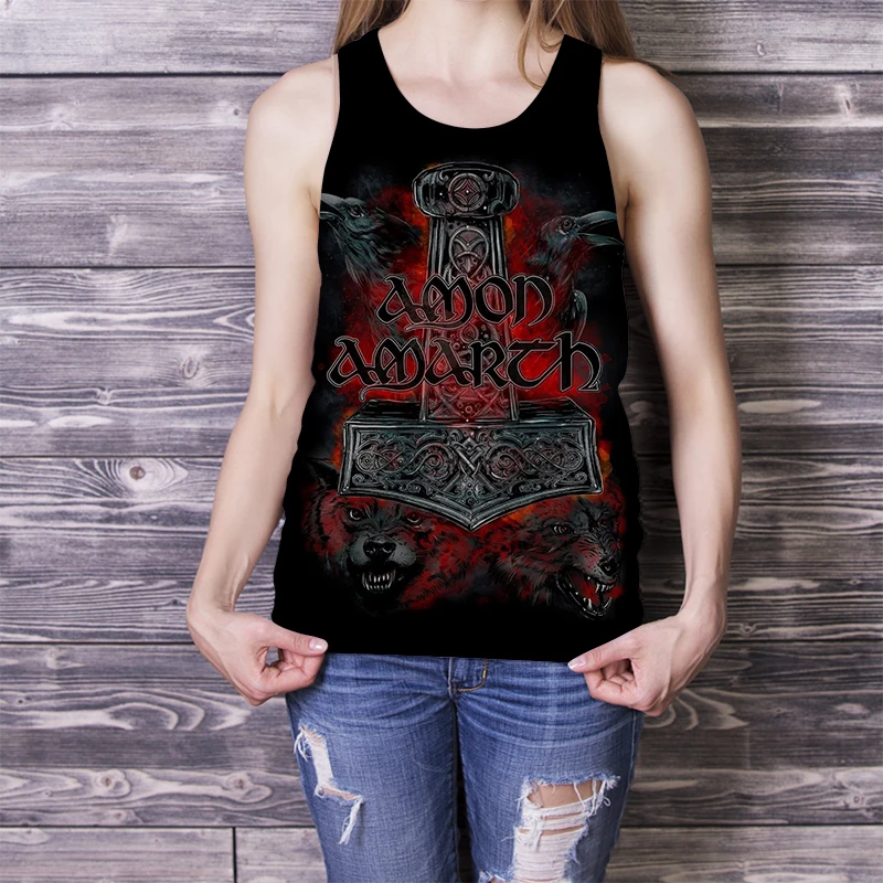 Jumeast-camisetas sin mangas para hombre y mujer, chaleco con estampado 3D Amon Amarth, ropa de calle creativa de gran tamaño, camisetas sin mangas