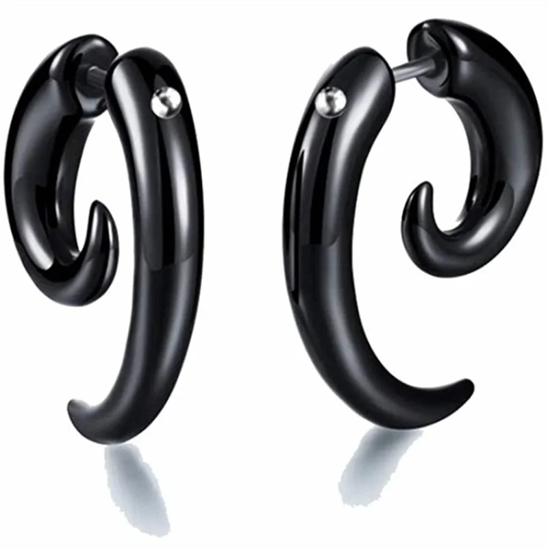 2PCS Acrylic Spiral Fake Ear Gauge Earring Snail Cheater Ear Plugs and Tunnels Fake Ear Stretcher Expander Punk Earrings