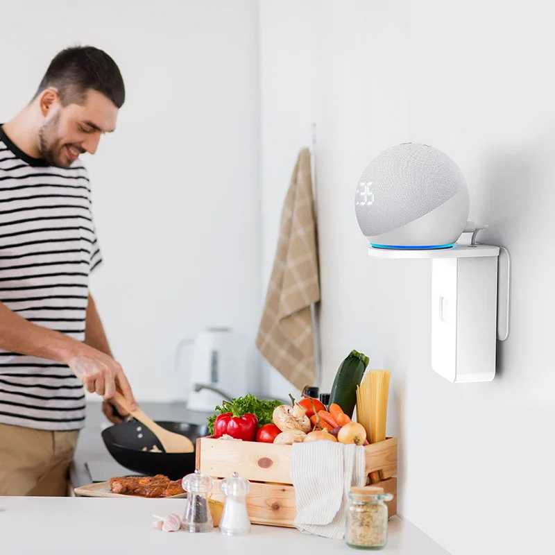 حامل جداري من LINGYOU لـ Alexa Echo Dot 5th 4th Gen Echo Pop مع دعامة مدمجة لإدارة الكابلات وموفرة للمساحة لمكبر الصوت الذكي
