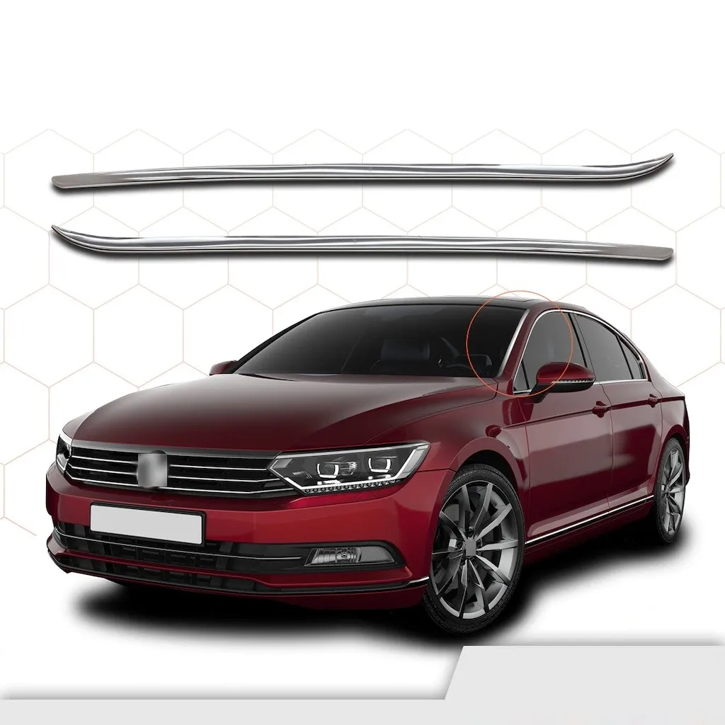 For Volkswagen Passat B8 Chrome Front Glass Pole 2 Piece 2015 - 2019 Chrome Styling Accessories Modified Car Glass Accessory