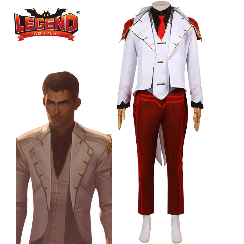 LOL Arcane Jayce Cosplay Costume Game Jayce White Blazer Suit Jacket and Pants Trousers Full Set for Male Men