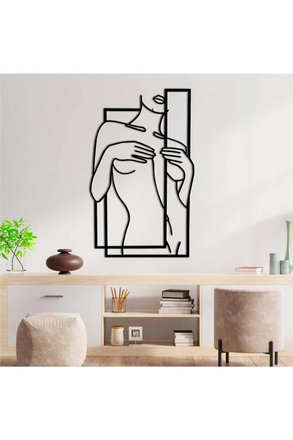 Artistic Woman Wooden Painting Decorative Wooden Table Woman Face Decorative Picture Picture Black Laser Cut Wood Board Wall 3mm