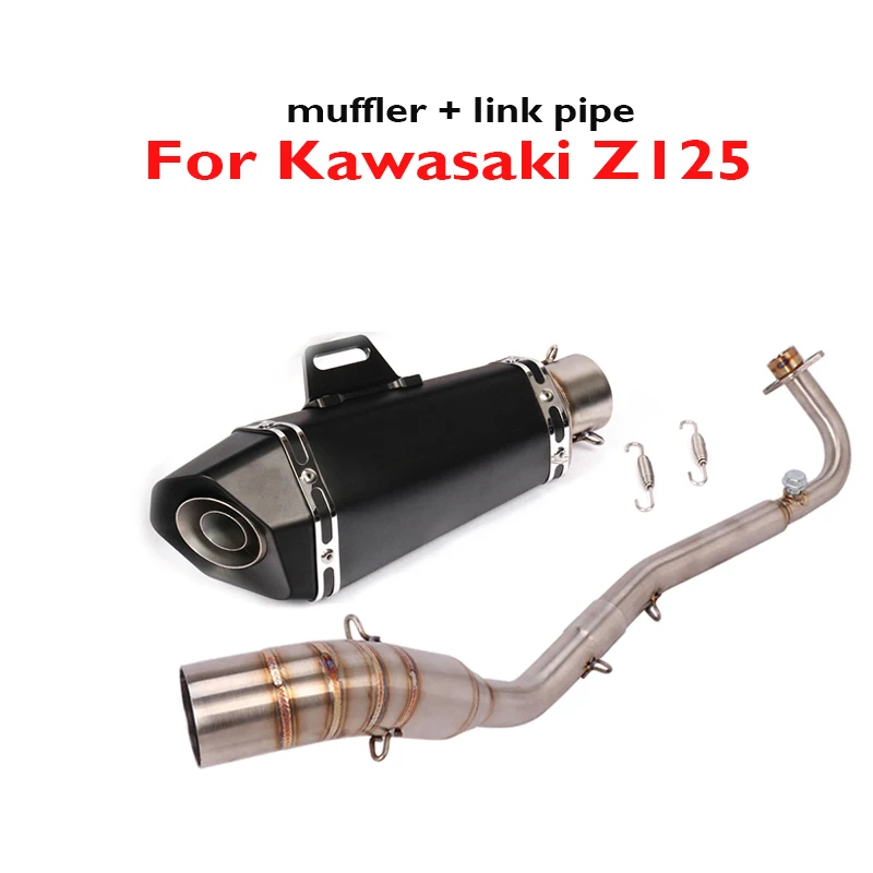 

Z125 Motorcycle Exhaust System Muffler Escape Baffles Silencer Tip Front Link Tube Header Pipe for Kawasaki Z125