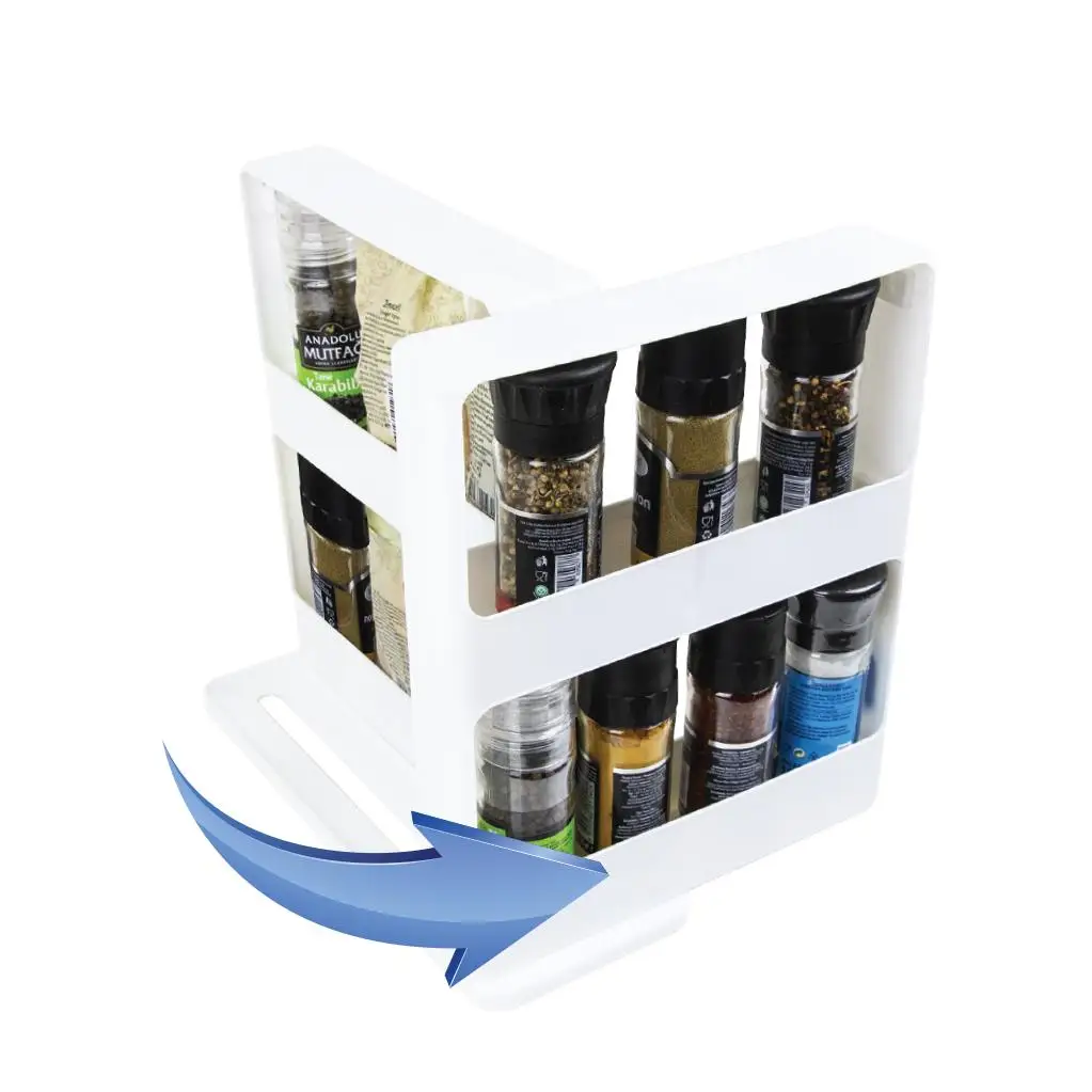 Home Kitchen Sliding Spice Storage Organizer Rack Multi-Function Rotating Shelf Slide Cabinet Cupboard 2 Layer Eco-Friendly Best