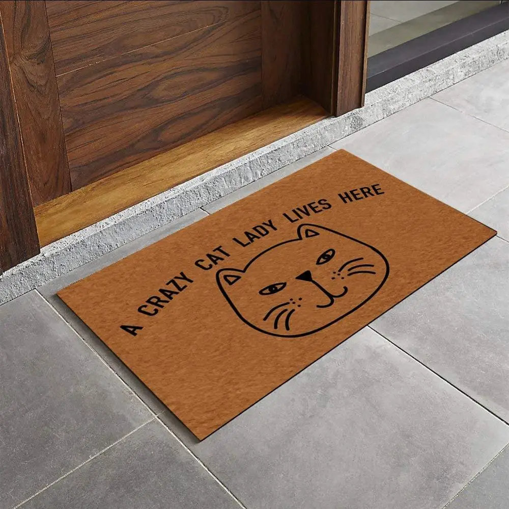 

Cat Doormat Rug Welcome Mat Non Woven Top Rubber Backing Anti-Slip cat outdoor Door Mat