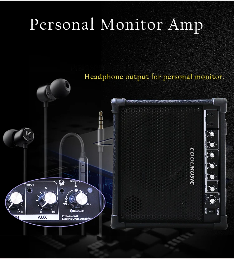 Keyboard Piano Acoustic Guitar Electric Drum Set Amplifier Bluetooth AMP Speaker Coolmusic DM30 Accessories Pro Audio Equipment