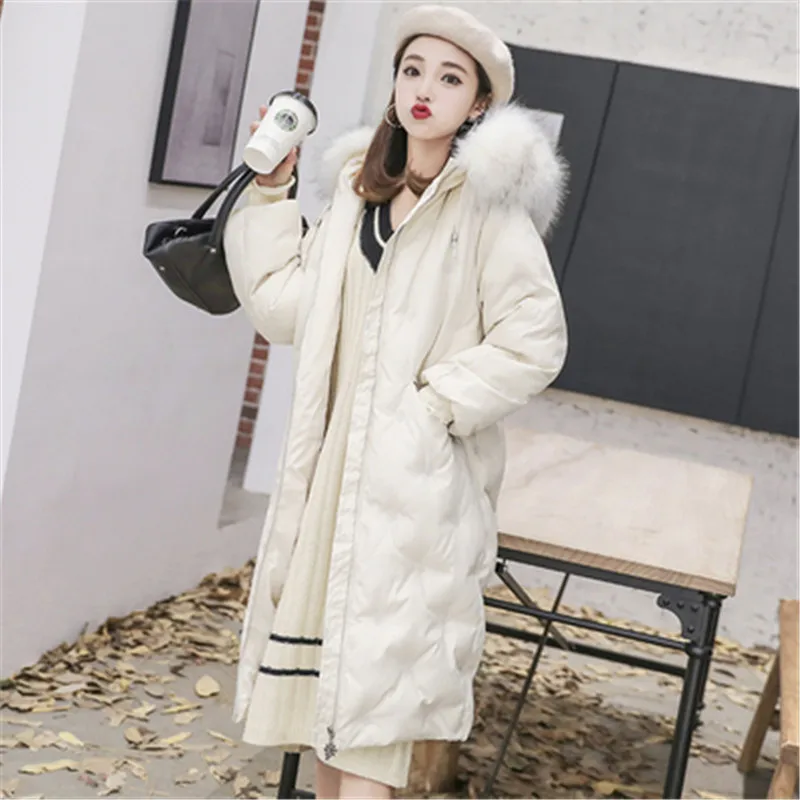 Imagem -03 - Grande Pele Nova Moda Branca Inverno Jaqueta Feminina para Baixo Parka Feminino Quente Cabolsa de Inverno com Capuz Outerwear