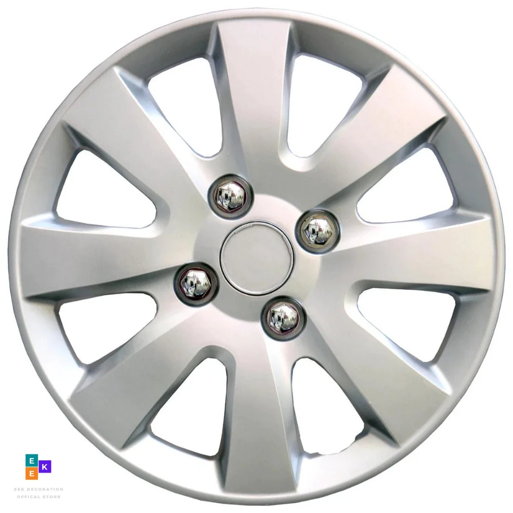 Auto Caps for Wheels Caps Wheel with 14 Inch 15 Inch Hubcap 16 Inch 4 Pieces + Emblem Silver Color Abs plastic