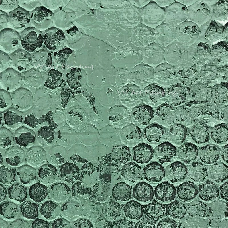 Modern Handmade Oil Painting, Thick Knife Textured Green Gradient Abstract Art, Vertical Wall Decor For Entryway