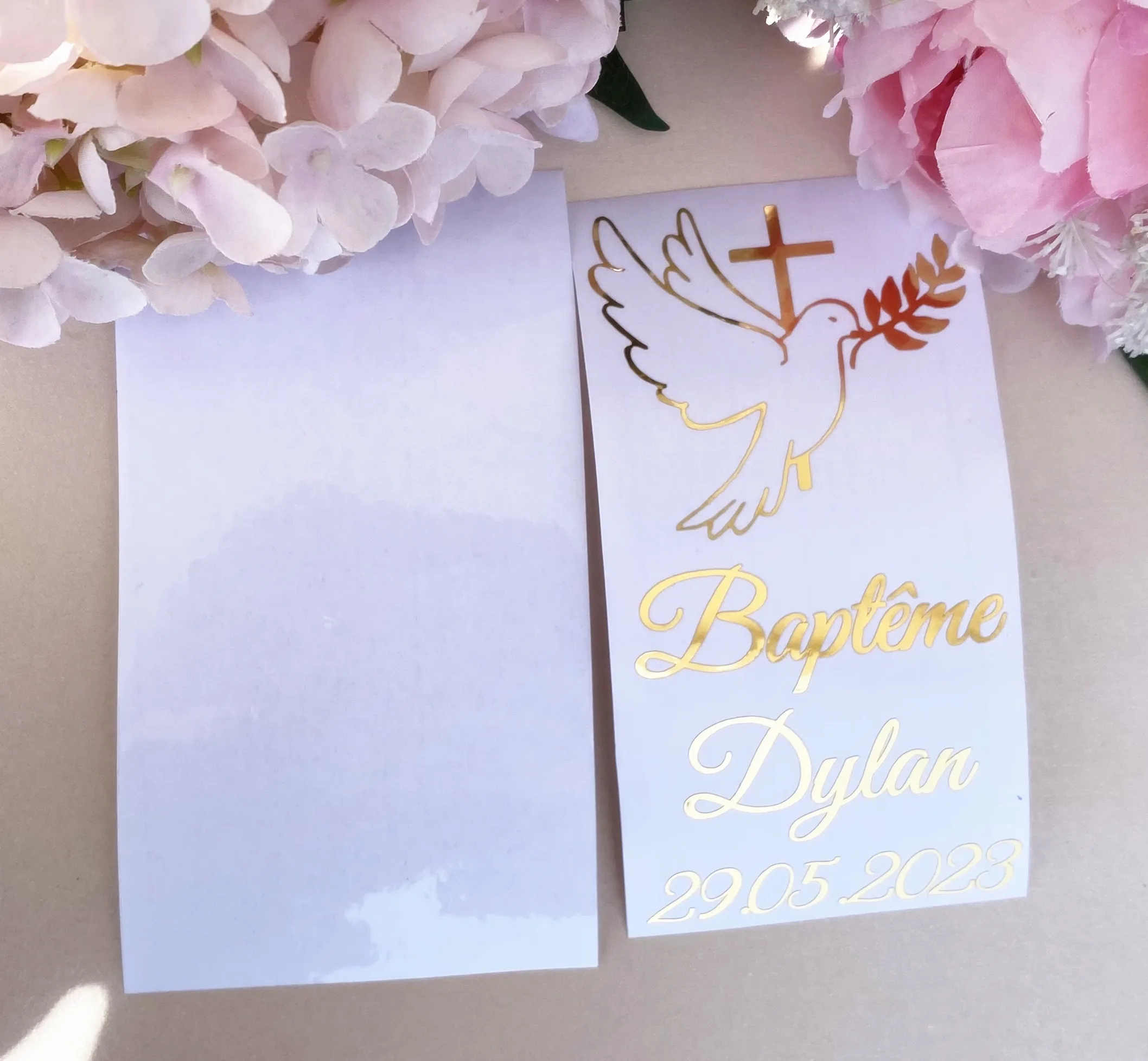 Personalized My Baptism Stickers for Pillar Candles Custom Gold  Dove Cross Vinyl Decals Labels For Bapteme Candle Decorations