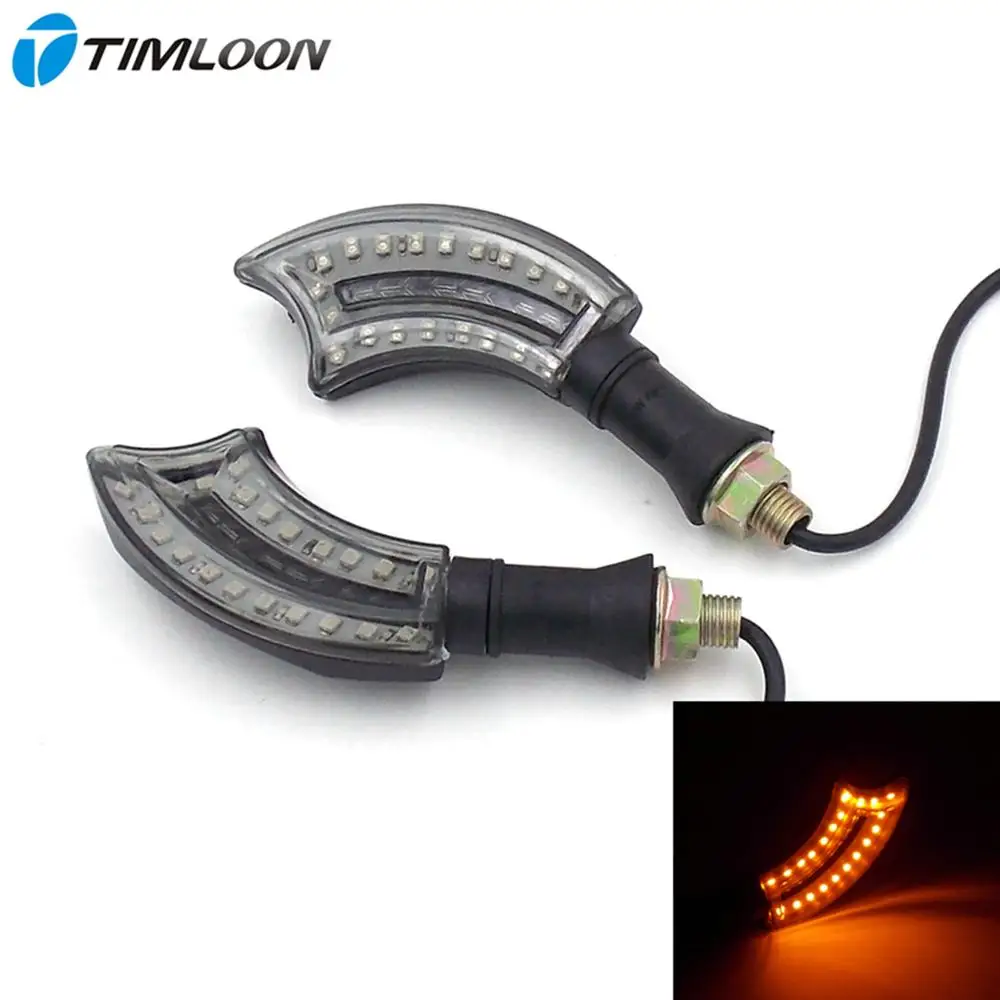 12V Motorcycle LED Turn Signal Indicator Amber Light Carbon Fiber Pattern Knife shape