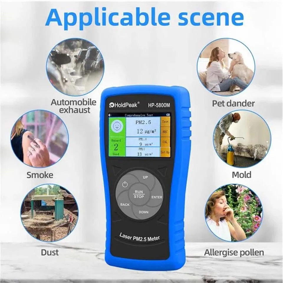 HOLDPEAK Professional Air Quality Monitor Tester ,Particle Detector Meter for PM2.5,Industry,Decoration, Environment,HP-5800M