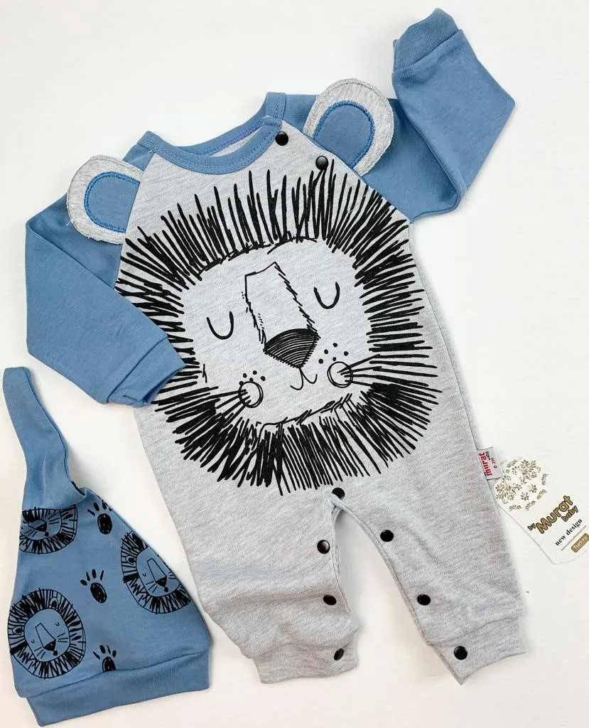 LION PRINTED OVERALLS, BABY CLOTHING, BABY STYLE, BABY TRACKSUIT, BABY PAJAMAS