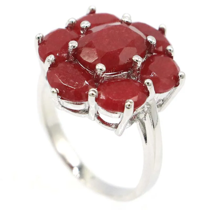 20x17mm Jzaza Highly Recommend Top Selling Real Green Emerald Red Ruby Wear Silver Rings Many Sizes view 5