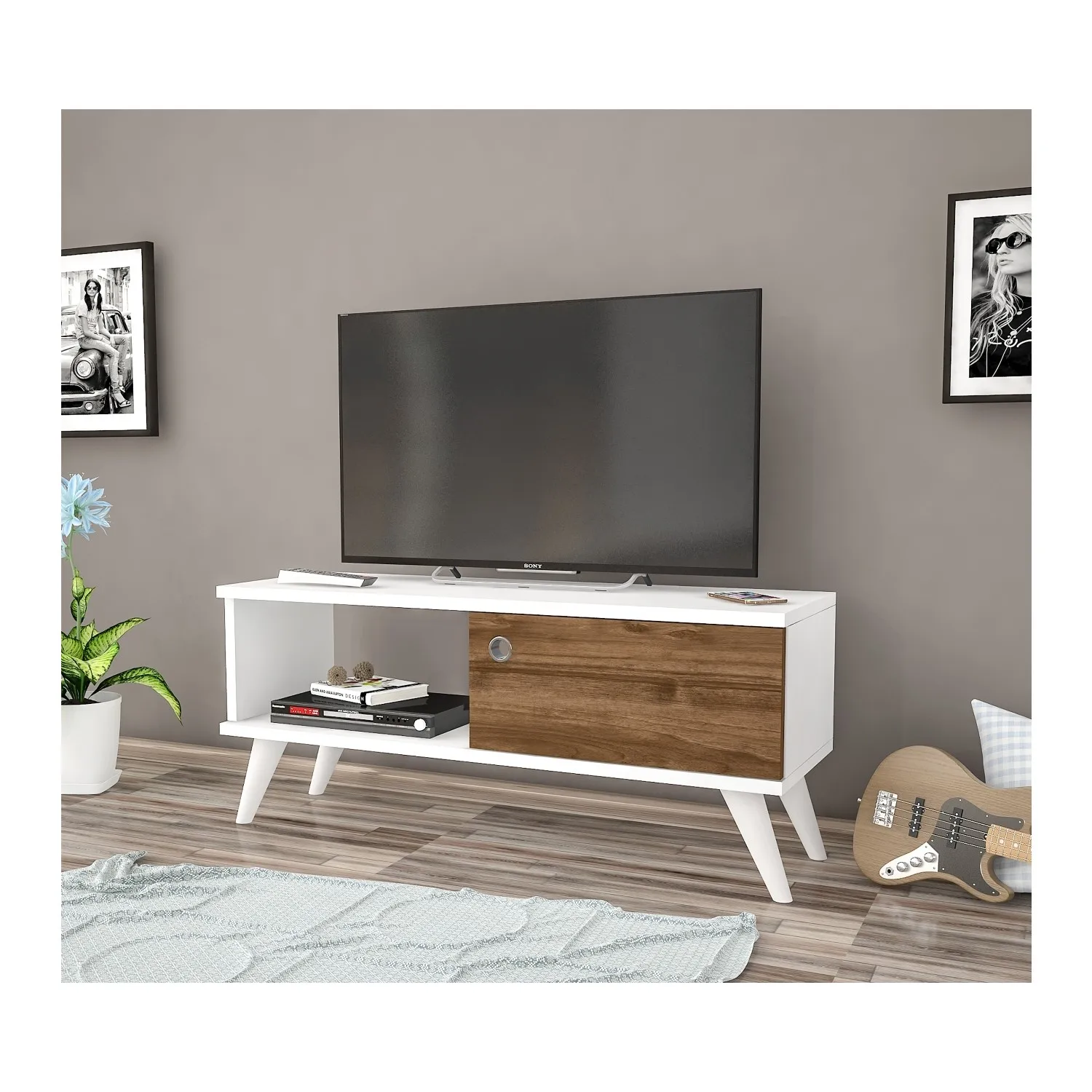 Modenr Tvunit เฟอร์นิเจอร์ห้องนั่งเล่นเฟอร์นิเจอร์ Tvunit โมเดิร์นชั้นวางของโลหะสีขาวขา UBBU บ้านล่าสุด1ผลิตภัณฑ์พิเศษราคา.