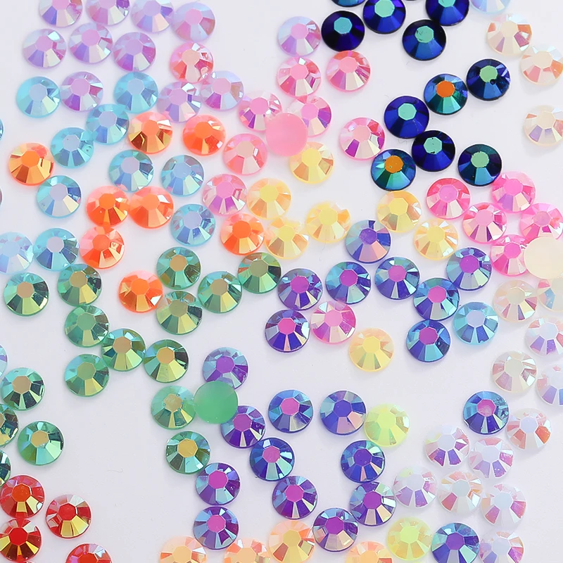 Ab Jelly Resin Flatback Rhinestones Kit Mixed Color Round Shape Nail Gemstones For Crafts Tumblers 3/4/5mm 19800pcs