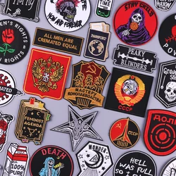 Punk Patch Iron on Embroidered Patches For Clothing Thermoadhesive Patches On Clothes Rock Biker Patch For Clothes Hook Loop