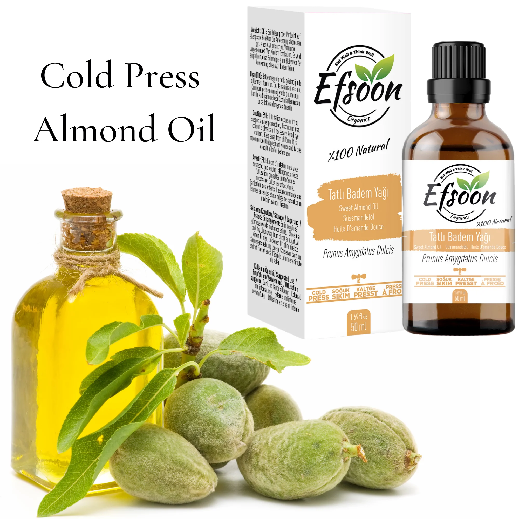 

Efsoon Organics Almond Oil 50 mL | Pure, Sweet Almond Oil | Massage Oil | Suited to Dry, Sensitive Skin |