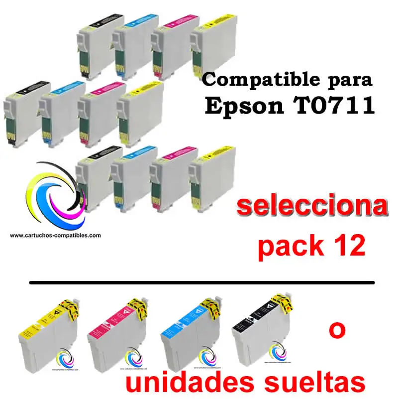 Compatible for Epson T0715 PACK or loose units, D120 D78 D92 B40W BX300F BX310FN BX3450F BX600FW BX610FW S20 S21 DX9200 DX9400F DX9400W T0711 T0712 T0713 T0714