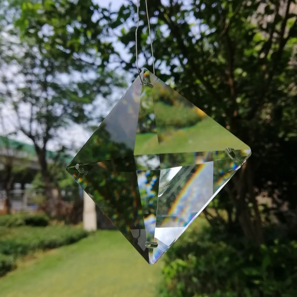 Camal 2PCS 50mm Square Beads 4 Holes K9 Clear Crystal Glass Prisms Pendant SunCatcher Lamp Lighting Chandelier Parts Hanging DIY