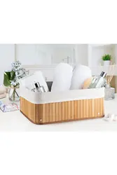 Lux Quality Natural Decorative Bamboo Beige Basket Storage Box Organizer For Kitchen For Bath 40*30*16Cm Stylish Made In Turkey