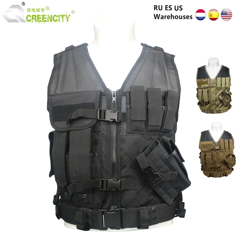 Tactical Vest Modular Assault Vest Law Enforcement Vest Adjustable Lightweight Breathable Combat Training Vest Outdoor for Games