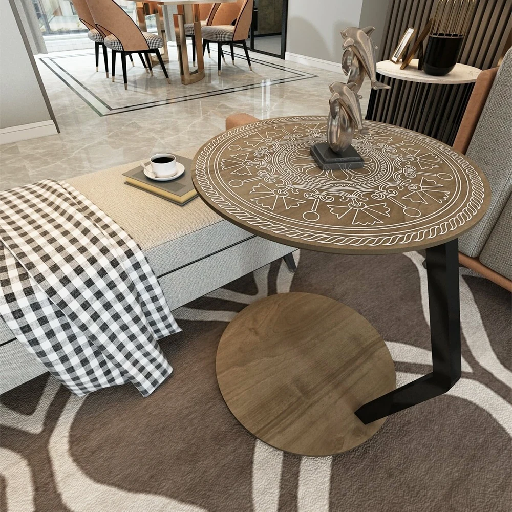 Sofa Side Table, Tea Coffee Service Table Round Living Room Commode, Coffee Table Large Presentation Table, Nesting Table