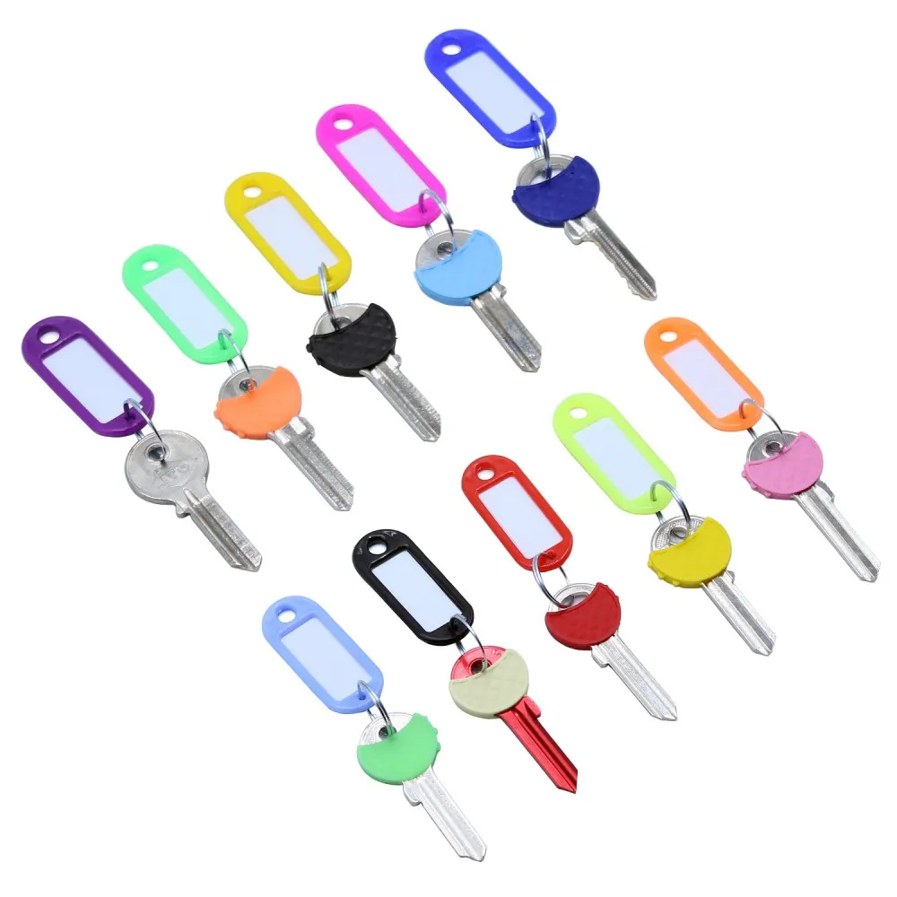 Cuttte 50 Plastic Key Tags with Container, Key Labels with Ring and Label Window, (KA-01)