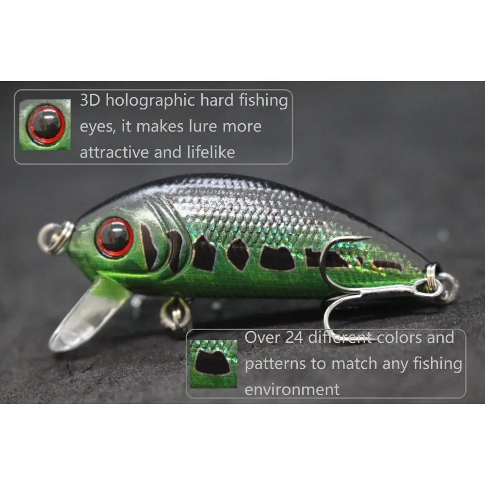 wLure Crankbait Fishing Lures 5g 4.5cm Small Size Sinking Wobbler Lightweight 10# Treble Hooks Assorted Colors C544