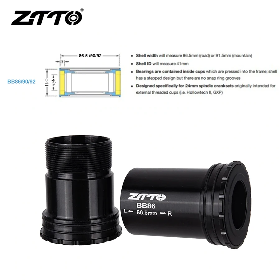 ZTTO Bicycle BB86 BB386 24mm BB92 BB90 Press Fit Bottom Bracket Movement Central For Road Mountain MTB 86 24 41mm BB Bike Parts