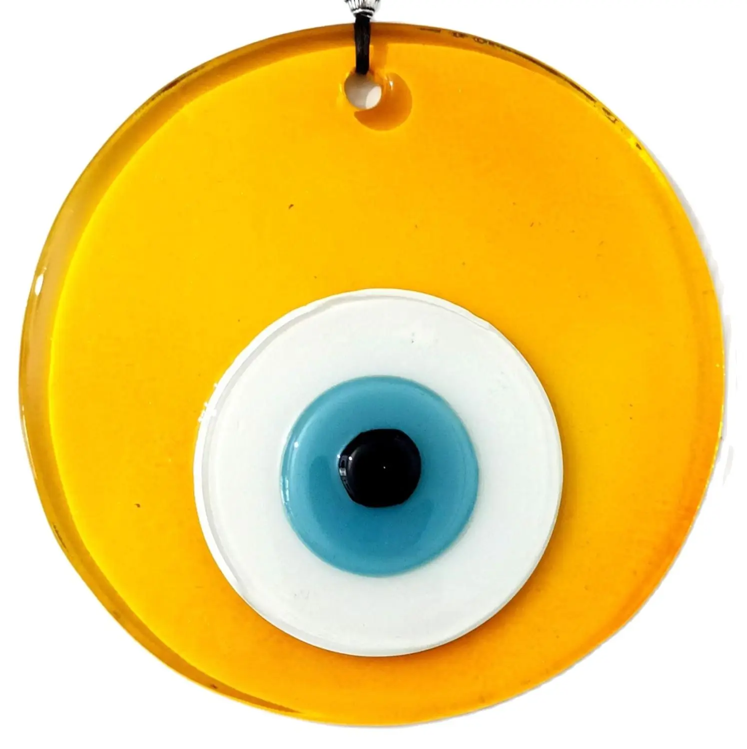 Transparent Honey Color Glass Evil Eye Bead Handmade Wall Decoration