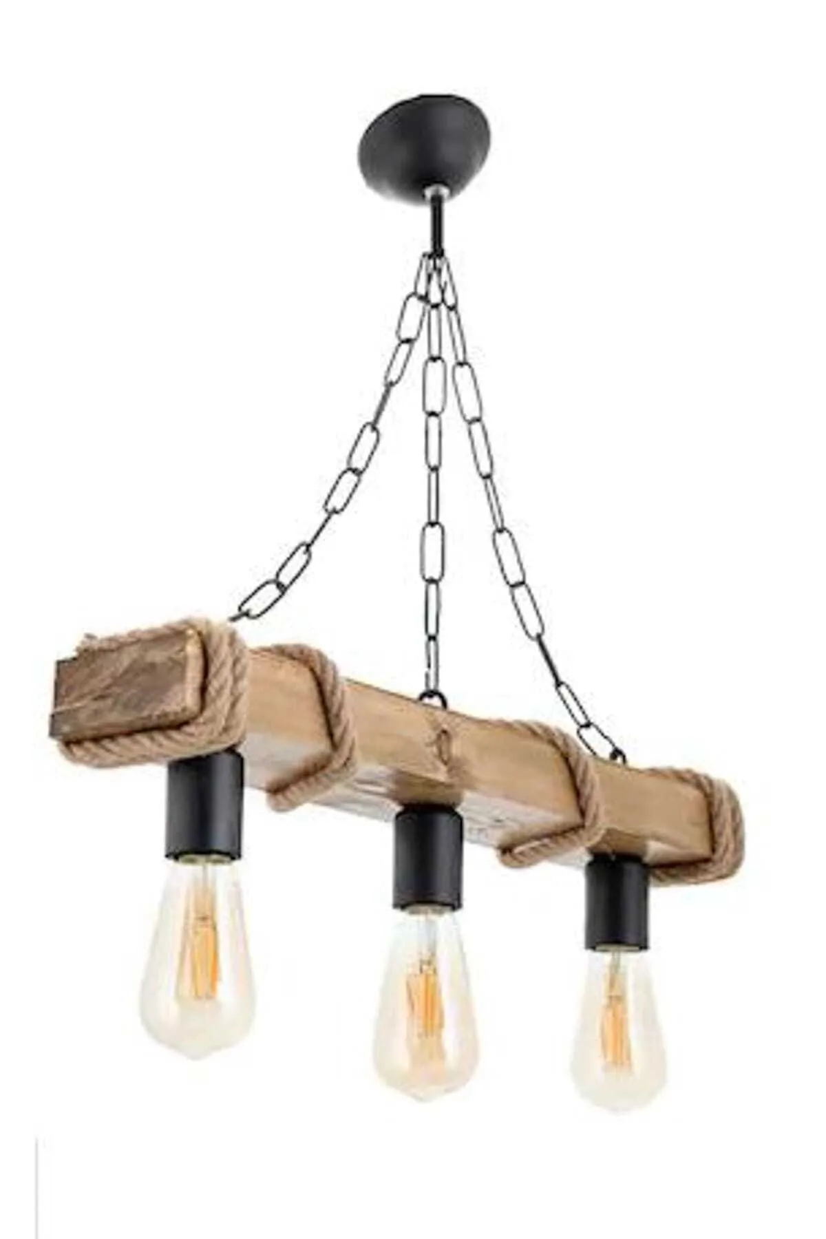 Authentic Wood Natural Log Rope Chandelier