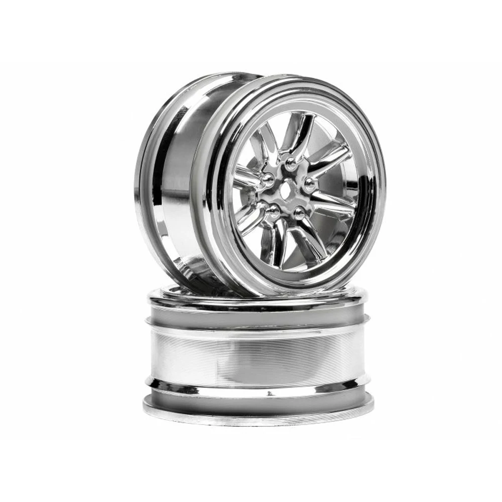 HPI. RC 1/10 Vintage 8 spoke rims, Chrome 26mm (0mm OFFSET) (HPI 3807). Rc car tires 1/10. RIMS 1/10 Hpi