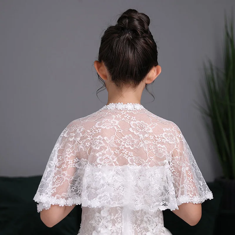 Bolero floral para meninas, capa de princesa para festa de casamento, acessório de casamento com cobertura superior de renda para crianças