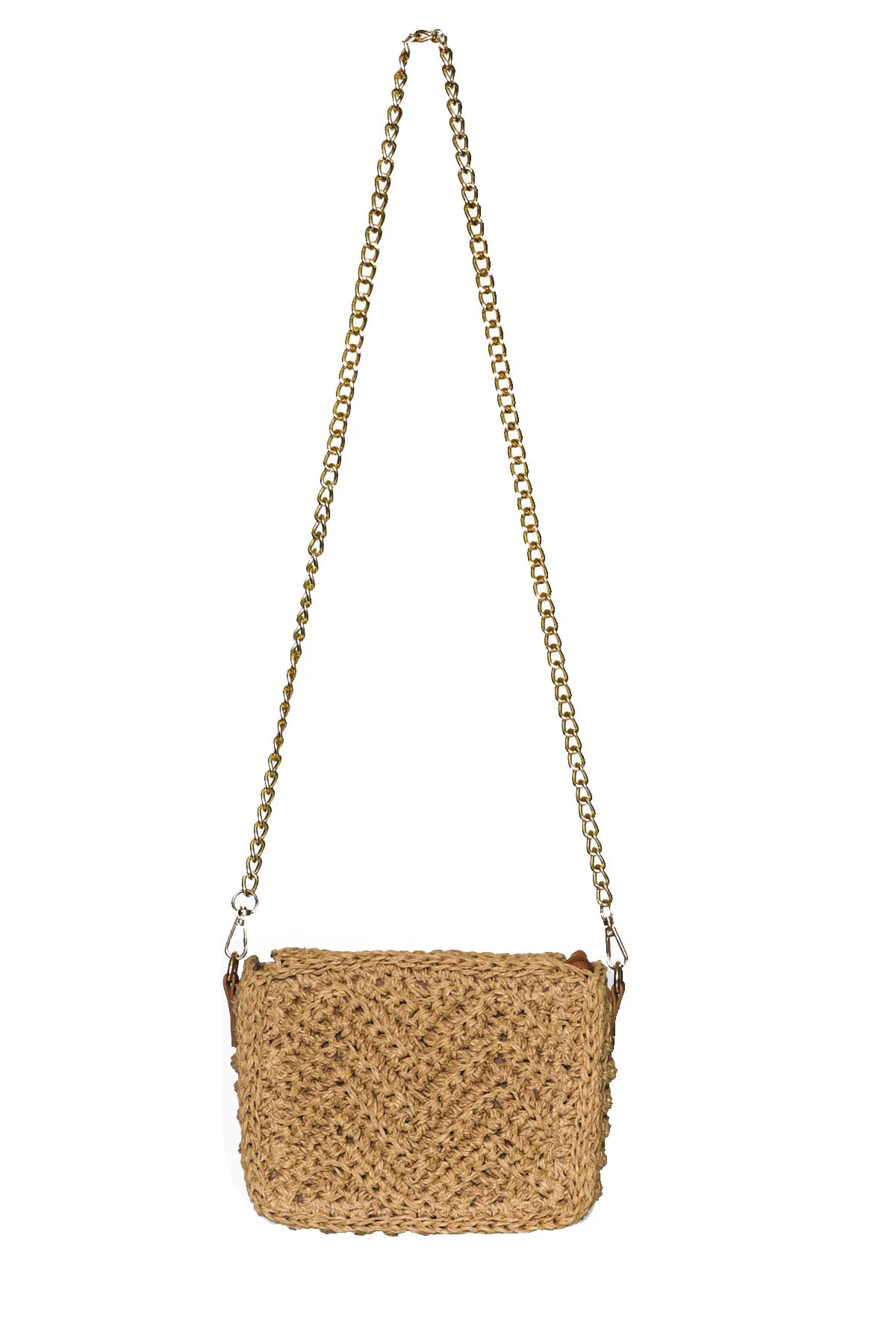 

Women's Handmade Straw Cross Messenger Elegant Handbag Mini Shoulder Bag With Chain Hanger