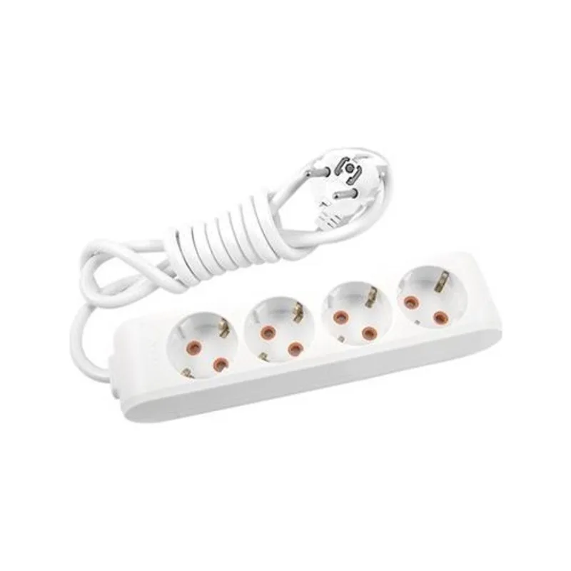 Viko Multi Let 4 Way Socket Grounded Wired with Child Protection 3 M White Travel Power Strip Portable Extension Socket outlet