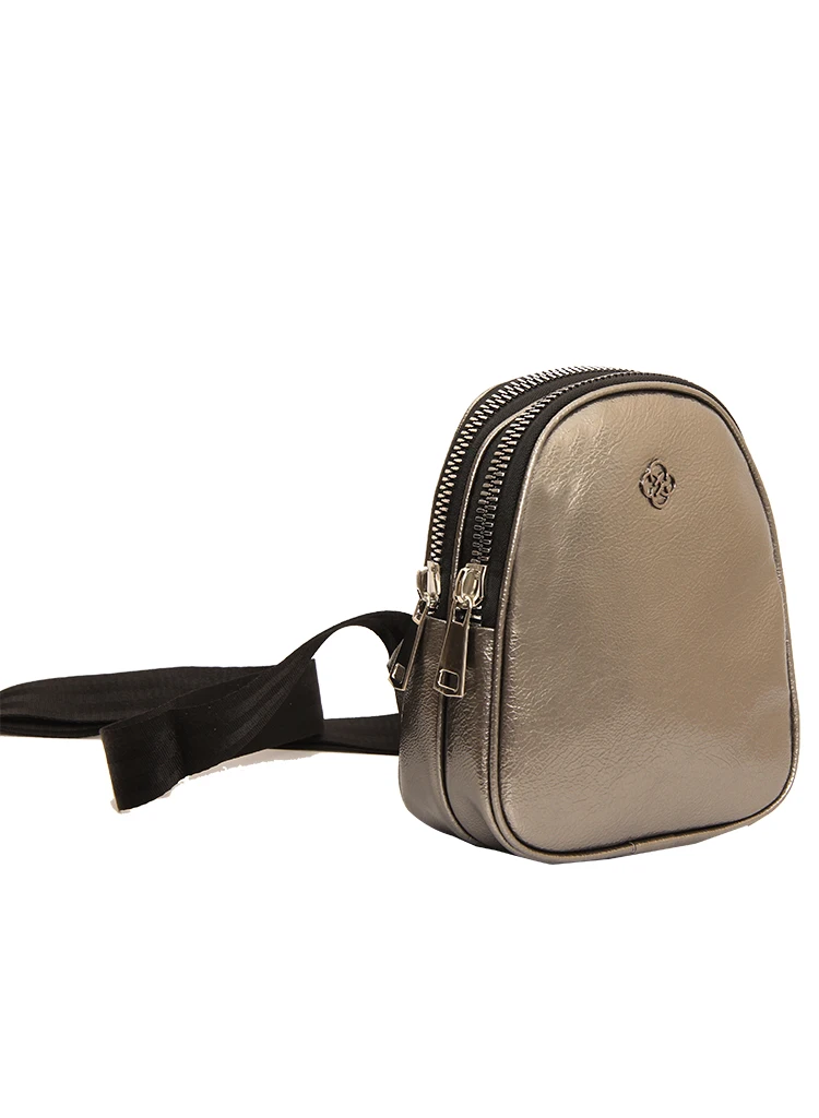 Sac à bandoulière en cuir Vintage pour femmes, sac à bandoulière et de poitrine gris, 3303