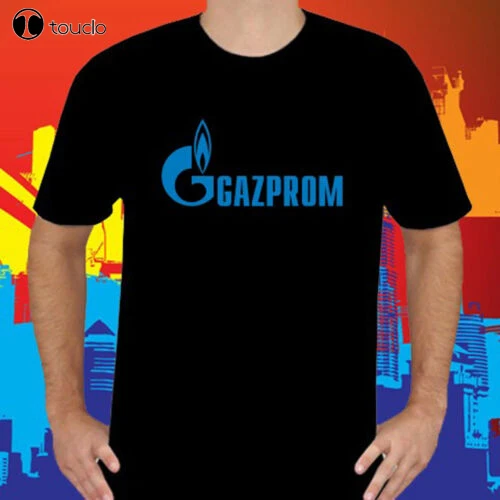 New Gazprom Russian Oil Company Logo Men's Black T-Shirt Size S to 3XL