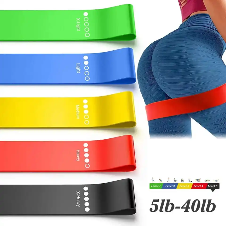 Kit 5 Faixas Elastica Mini Band Elastico Musculação Funcional Exercício Yoga Fisioterapia 2