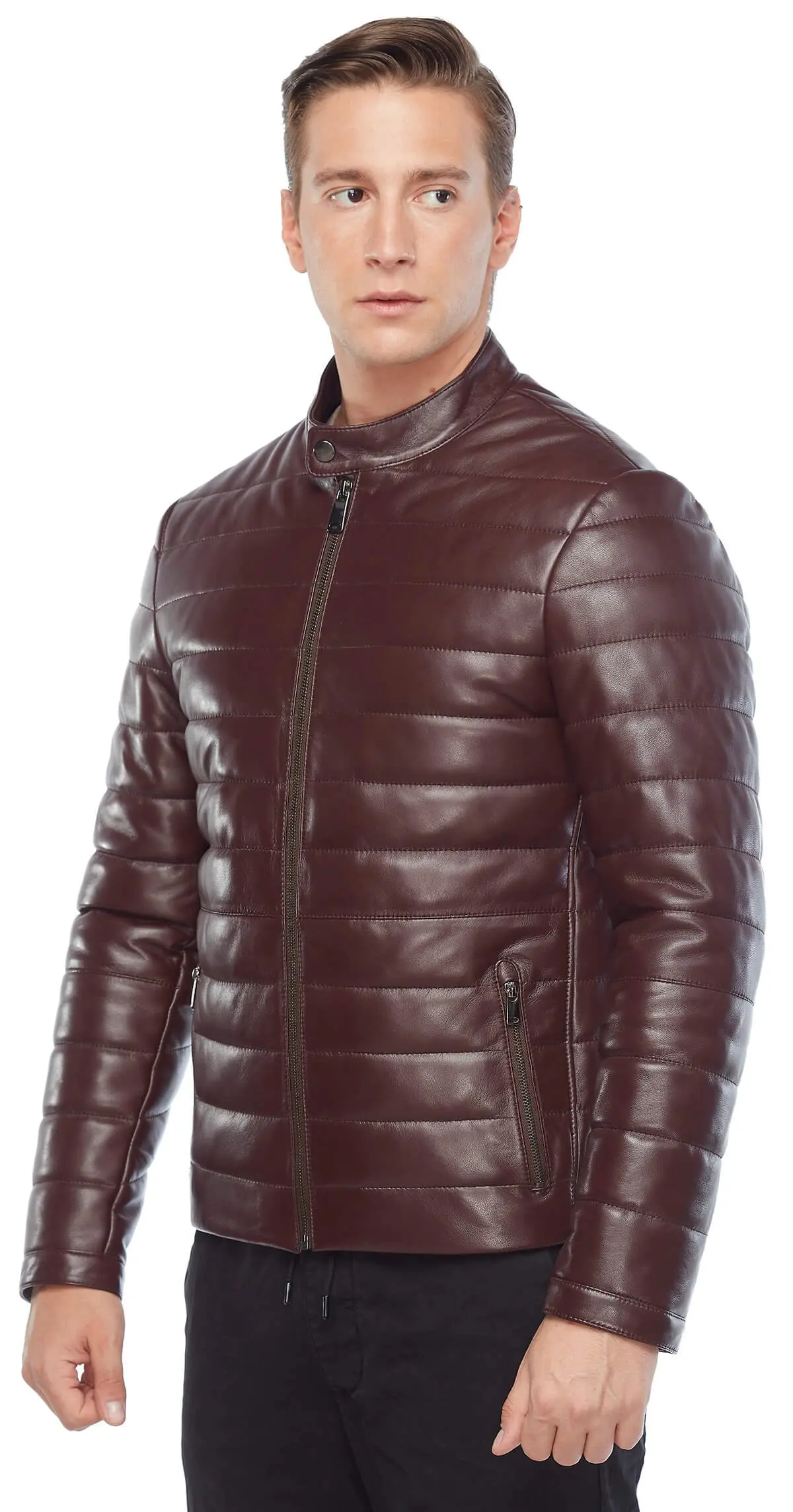 Bao Da Chính Hãng Bơm Hơi Nam Phối Da Burgundy Orjinal Da Cừu Thu Đông 2022 Biker Slim Size Lớn VintageTürkiye