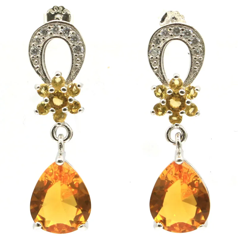 

Buy 4 Get 1 Free 31x9mm Jazaz 4.2g Golden Citrine Rhodolite Garnet CZ For Ladies Dating Real 925 Solid Sterling Silver Earrings